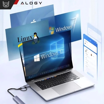 HUB-Splitter Alogy-Adapter für Computer-Laptop mit USB-C auf 3x USB-A 2.0 1x USB-A 3.0 Grau