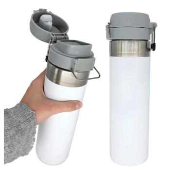 Alogy Thermos ThermoGo™ 800ml Edelstahl-Reisebecher, auslaufsicher, faltbar, ideal für Kaffee, Tee, Sport und Auto, hält Getränke lange warm, weiß