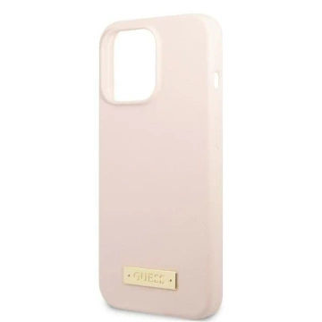 Etui Guess GUHMP13LSPLP für Apple iPhone 13 Pro / 13 6,1" różowy/pink Hard Case Silicone Logo Plate MagSafe