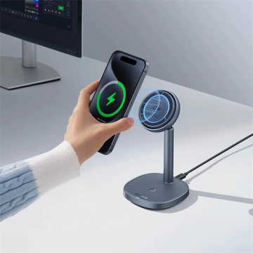 Ładowarka indukcyjna Baseus Orbit 2 Pro MagSafe Qi2 20W 2w1 z chłodzeniem szara
