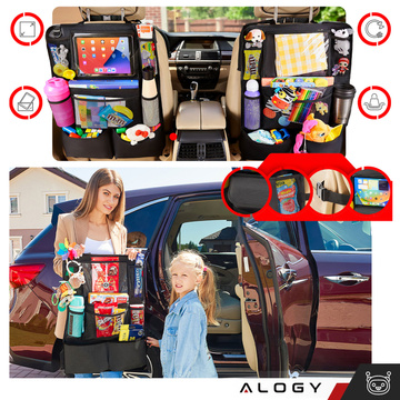 Auto-Organizer für Autositz, Rückenlehne, Autositz, Alogy-Schutz für Tablet, Schwarz, 2 Halterungen