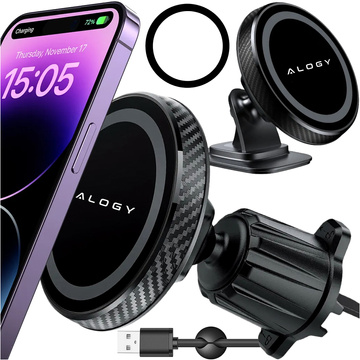 Magnetische Autotelefonhalterung, Fenster, Kühlergrill, Cockpit, Armaturenbrett, Auto, Telefon, Alogy Black Organizer