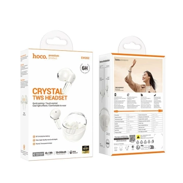 Słuchawki Hoco EW202 TWS Białe Bluetooth 5.4 Etui 6h Czasu Pracy
