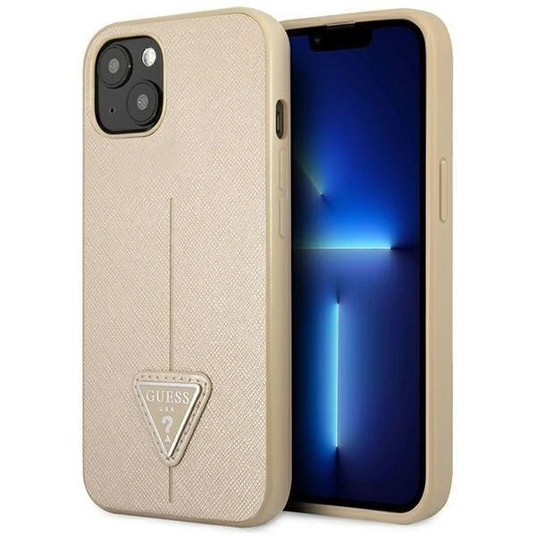 Etui Guess GUHCP13SPSATLE für Apple iPhone 13 Mini 5,4" beżowy/beige Hardcase SaffianoTriangle Logo