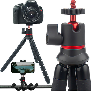 Flexibles Fotostativ, Mini-Flexibles Stativ für Kamerakamera, 1/4 Zoll Octopus-Stativ, schwarzer Stativadapter