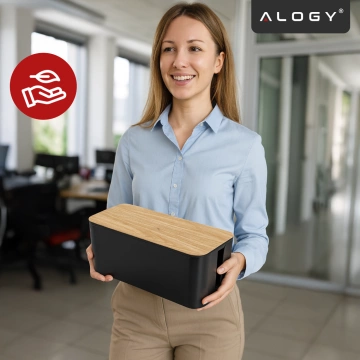 Organizerbox für Kabelleistenbox M Schreibtischboden Alogy BOX Holz Schwarz