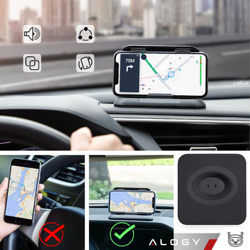Uchwyt samochodowy na kokpit deskę do auta Alogy Carbon na telefon do 6.8 cali GPS Czarny + Organizer