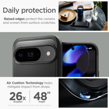 Etui Spigen Rugged Armor für Google Pixel 9/9 Pro Mattschwarz