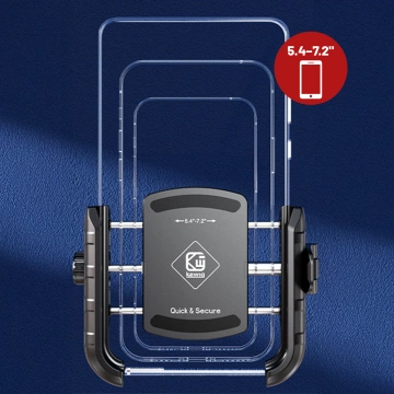 Uchwyt Motocyklowy na Telefon z Szybkim Ładowaniem 36W USB-C PD Kewig do Kierownicy i Lusterka, Rotacja 360°, Kompatybilny z Telefonami 5.4–7" - Czarny
