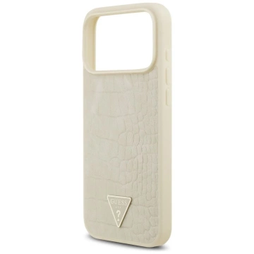 Etui Guess MagSafe do iPhone 17 Pro Max Croco Triangle Logo Gold