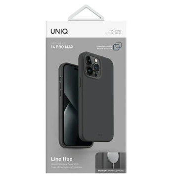 Etui UNIQ etui Lino Hue do iPhone 14 Pro Max 6,7" Magclick Charging szary/charcoal grey