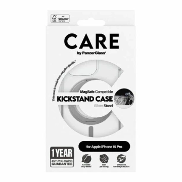 Etui do iPhone 15 Pro CARE von PanzerGlass Kickstand MagSafe Silver