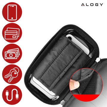 Etui torba wodoodporna rowerowa sakwa na rower na telefon 6.4 cali uchwyt na kierownicę 0.5L Alogy czarna