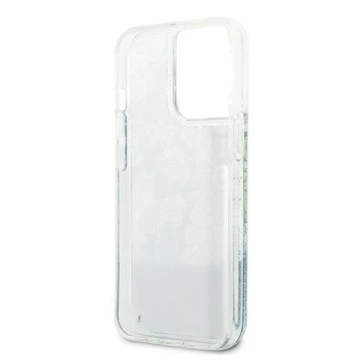 Guess GUHCP13XLFLSN iPhone 13 Pro Max 6,7" zielony/grün Hardcase Flower Liquid Glitter