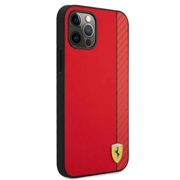 Ferrari iPhone 12 Pro Max 6.7" Hülle Rot/Rot Hardcase On Track Carbon Stripe