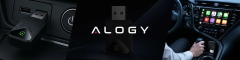 Adapter Bezprzewodowy Apple CarPlay i Android Auto do Auta, Plug & Play z Portem USB-A + Przejściówka USB-C, Szybkie Połączenie i Stabilna Transmisja, Alogy DriveLink™