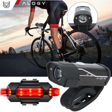 Lampka rowerowa przód + tył LED przednia tylna światło roweru oświetlenie wodoodporna IPX4 USB światełko na rower zestaw lampek Alogy