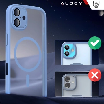 3-in-1 Hybrid-Schutzhüllen-Set mit 2x gehärtetem Glas für Apple iPhone 16, Hybrid-MagSafe-Schutzhülle mit Linsenschutz, Alogy 3-in-1-Hüllen-Set, Himmelblau