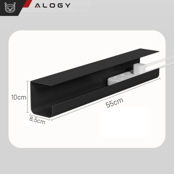 Kabel-Organizer unter der Tischplatte, Ablage für Kabel, Kabelleisten, Tischplatte, Alogy-Schreibtisch, 55 cm, Schwarz