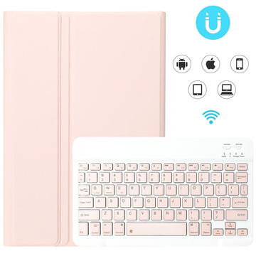 Etui ochronne z klawiatura bezprzewodowa Alogy Keyboard Case z miejscem na rysik do Apple iPad 11 gen. (2025) / 10 gen. (2022)  Różowe + Szkło