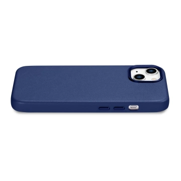 Etui na telefon iCarer Case Leather z naturalnej skóry do iPhone 14 Plus niebieski (kompatybilne z MagSafe)
