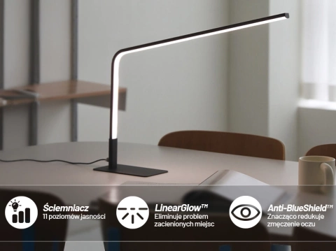 Lampka biurkowa nocna LED długie oświetlenie – trzy tryby barwy, regulacja jasności, lampa na biurko, do czytania i pracy domowej – Alogy StudyBeam™