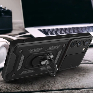 Etui Hybrid Armor Camshield do Samsung Galaxy S23+ pancerny pokrowiec z osłoną na aparat niebieskie