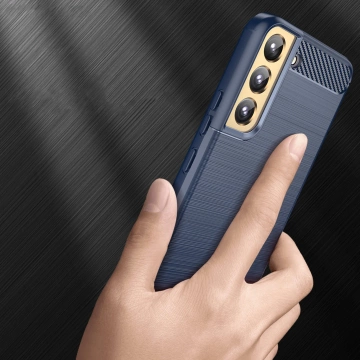 Etui na telefon Carbon Case do Samsung Galaxy S23+ Plus elastyczny silikonowy karbonowy pokrowiec niebieskie
