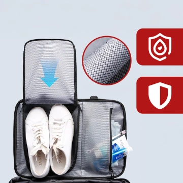 Pleacak wodoodporny Bange na laptopa miejski podróżny 46x30.5x20 cm z możliwością rozszerzenia do pracy samolotu męski damski z przegrodą próżniową + pompka próżniowa Czarny