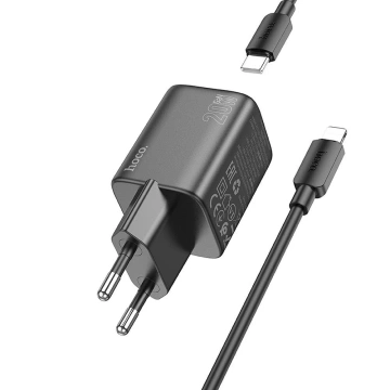 Ładowarka Hoco N41 GaN 20W USB-C + USB-A + Kabel USB-C Lightning