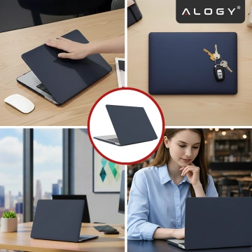 Etui do Apple MacBook Air 13 / 13.3" 2018–2021 (M1 A2337/A2179/A1932) – elastyczna, matowa obudowa ochronna, lekka i odporna – Alogy AirGuard™ Granatowy