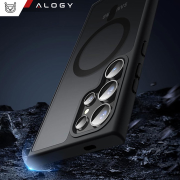 Etui do Samsung Galaxy S24 Ultra obudowa Mag Safe Case pokrowiec plecki na telefon MagMat matowe czarne + Szkło