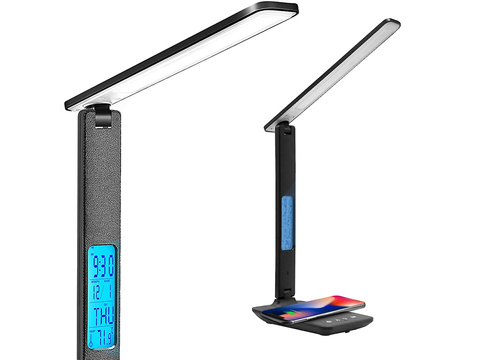Tischleuchte Alogy LED 10W Qi Induktionsladegerät mit Display Schwarz