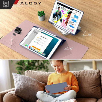 Etui do Apple iPad 10.2" 9/8/7 Gen (2021/2020/2019), Ochronne Smart Case z Klapką i Podstawką, Odporne TPU, Wzmocnione Narożniki, Alogy BookGuard™ – Niebieskie