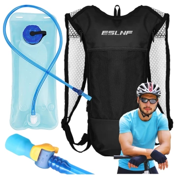 Fahrradrucksack mit 2-Liter-Trinkblase für Radfahrer, Läufer und alle, die gerne Rad fahren, Schwarz