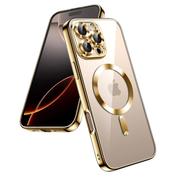 Etui MagSafe Case do Apple iPhone 16 Pro Alogy Glamour Luxury Ring obudowa złoto-przezroczyste + szkło hartowane