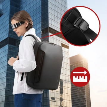 Bange wasserdichter Rucksack für 15,6-Zoll-Laptop, Stadtreisender, 45 x 30 x 16 cm, für Arbeit, Flugzeug, Herren, Damen, mit USB-Anschluss Schwarz