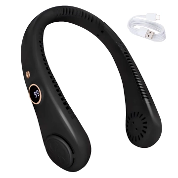 Alogy BreezeNeck™ Nackenventilator Mini-Luftzirkulator mit Display 1500mAh Schwarz