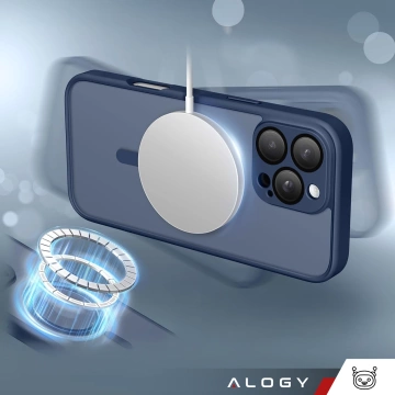 3-in-1 Hybrid-Glashüllen-Set für Apple iPhone 16 Pro: Schutzhülle mit Hybrid-MagSafe-Funktion und Linsenschutz, 2x Displayschutzfolie aus gehärtetem Glas, Alogy 3-in-1 Hüllen-Set, Marineblau