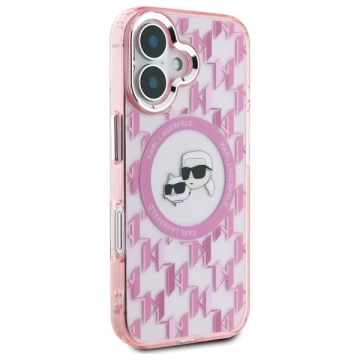 Karl Lagerfeld Hülle für iPhone 16 6,1" Rosa MagSafe IML Monogramm Karl