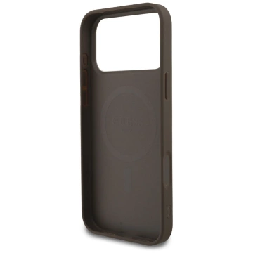 Etui Guess Hardcase 4G Ring Classic Logo MagSafe do iPhone 17 Pro Max brązowe