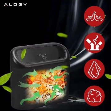 Auto-Abfallbehälter-Organizer, Mini, kleiner tragbarer Mülleimer für Autos, Autos, Zuhause, Alogy, Schwarz