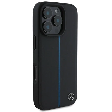 Etui Mercedes do iPhone 16 Pro Max 6.9" Hardcase MB Blue Line Leather MagSafe Czarny