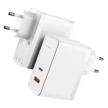 Baseus GaN5 Pro Fast Universal GaN USB Ladegerät Typ C / USB 100W PD3.0, QC4.0, AFC weiß (CCGP090202)