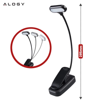 Lampa biurkowa Alogy LED z klipsem Bezprzewodowa do czytania Czarna
