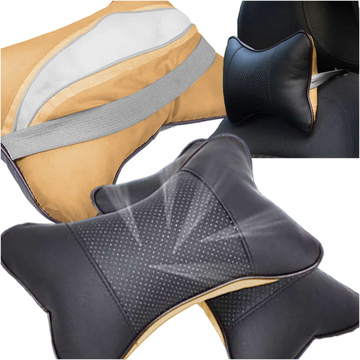 Profiliertes Auto-Nackenkissen für die Kopfstütze des Autos, bequemes weiches Öko-Leder Alogy Black