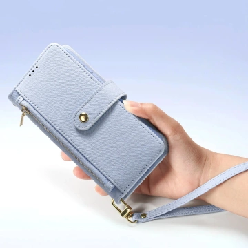 Etui do Samsung Galaxy S25 Dux Ducis Lawa Skórzane Niebieskie