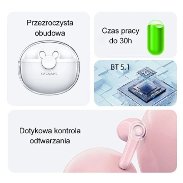  Słuchawki Bluetooth 5.1 USAMS TWS BU series bezprzewodowe zielony/green BHUBU03