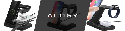 Ładowarka indukcyjna Qi 15W do iPhone Apple AirPods  bezprzewodowa 2w1 Stacja dokująca Czarna