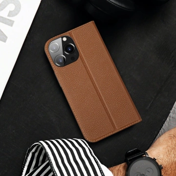 Etui Dux Ducis Skin X2 do iPhone 14 Pro Max pokrowiec z magnetyczną klapką brązowy